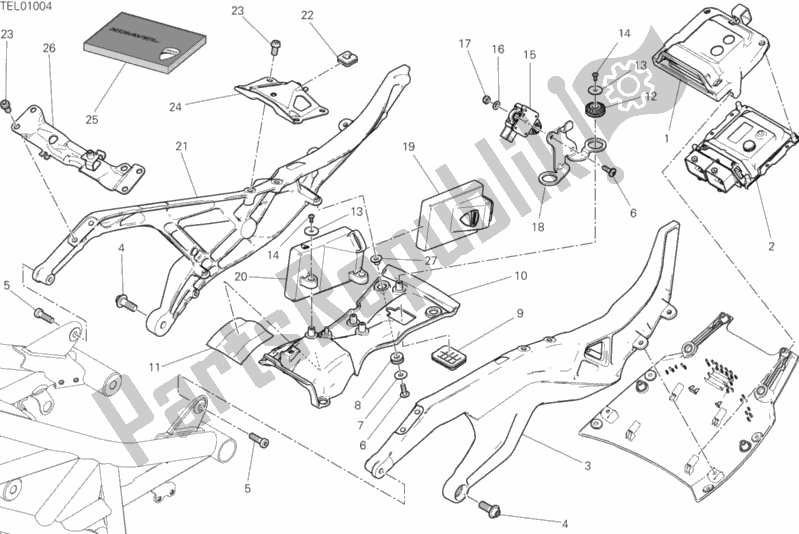 All parts for the Rear Frame Comp. Of the Ducati Diavel Xdiavel S 1260 2019